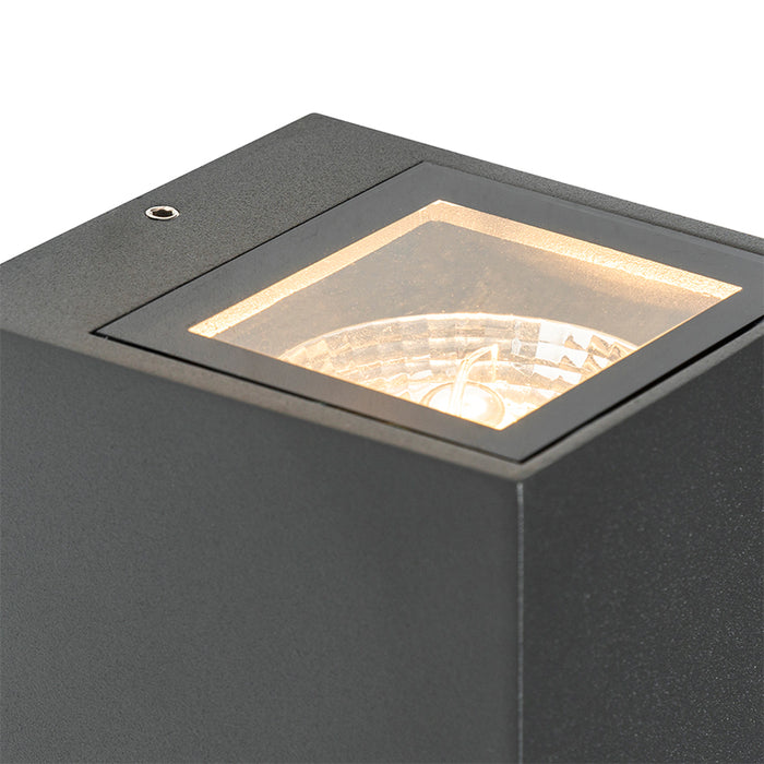 QAZQA Wandlamp donkergrijs 2-lichts IP44 met bewegingssensor - Baleno
