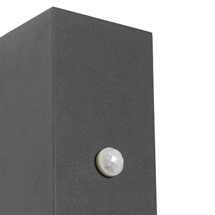 QAZQA Wandlamp donkergrijs 2-lichts IP44 met bewegingssensor - Baleno