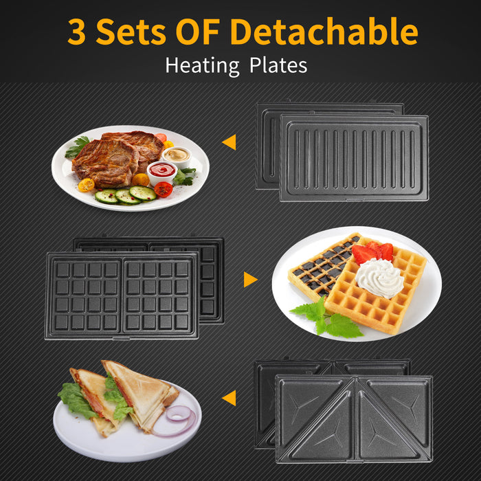 Aigostar Robin 30OGQ - Tosti ijzer - Contactgrill 3 in 1 - zwart