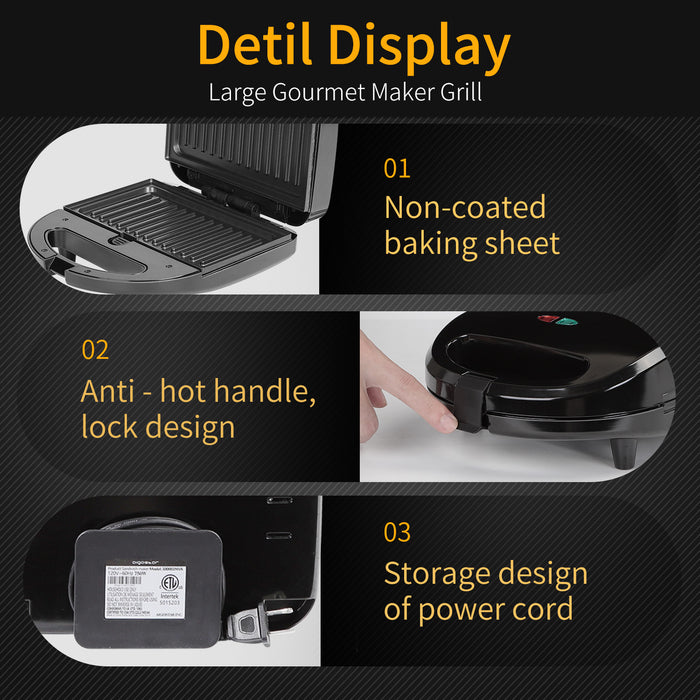 Aigostar Robin 30OGQ - Tosti ijzer - Contactgrill 3 in 1 - zwart
