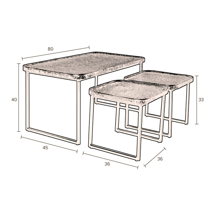 Dutchbone Winston Salontafel - Set van 3 - Zwart