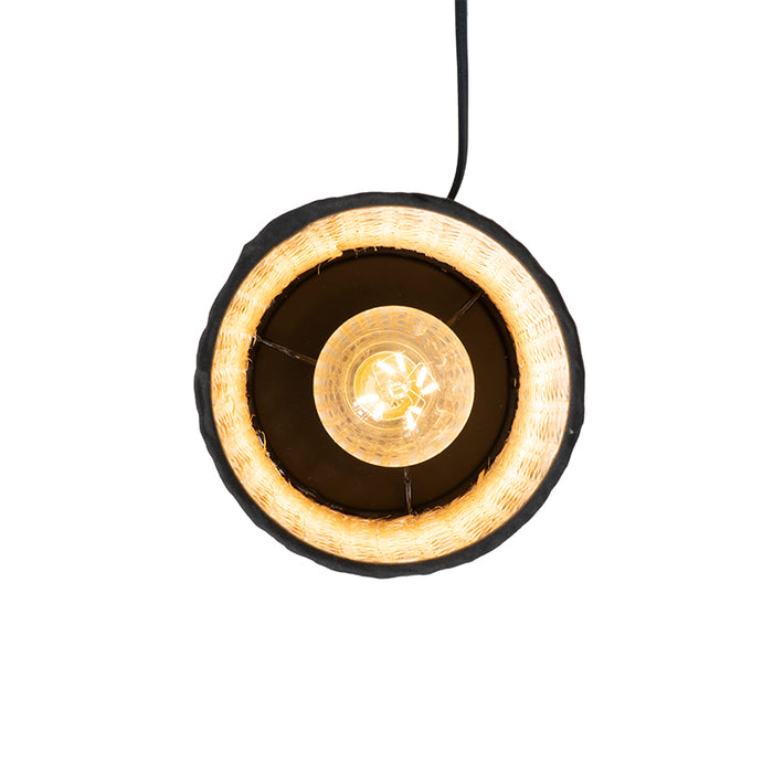 QAZQA Landelijke tafellamp rotan met zwart - Kata