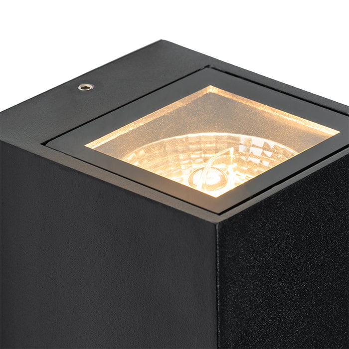 QAZQA Wandlamp zwart 2-lichts IP44 met schemersensor - Baleno II