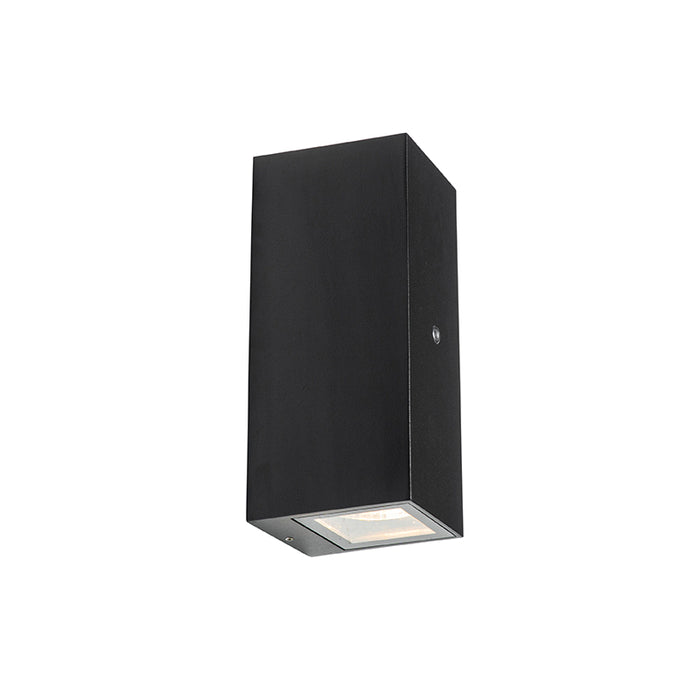 QAZQA Wandlamp zwart 2-lichts IP44 met schemersensor - Baleno II