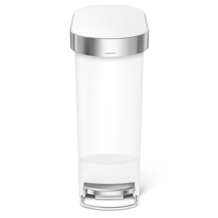 Simplehuman Slim Afvalemmer met Zakkenrand 40 L - Wit