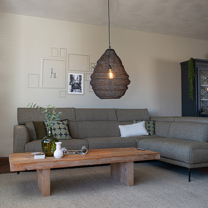 QAZQA Oosterse hanglamp zwart 45 cm - Nidum L