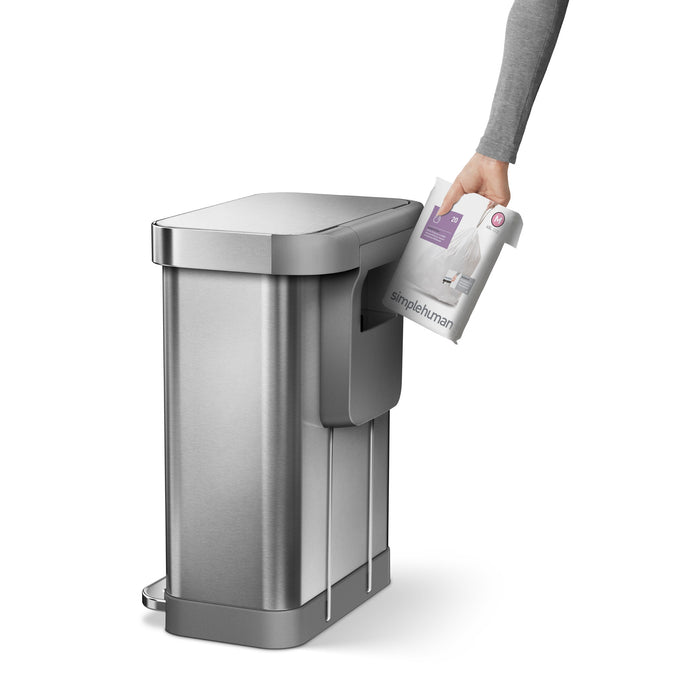 Simplehuman Rectangular Liner Pocket Pedaalemmer 45 Liter