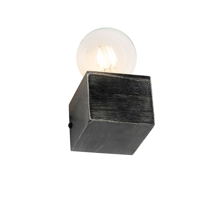 QAZQA Landelijke wandlamp zwart hout - Bloc