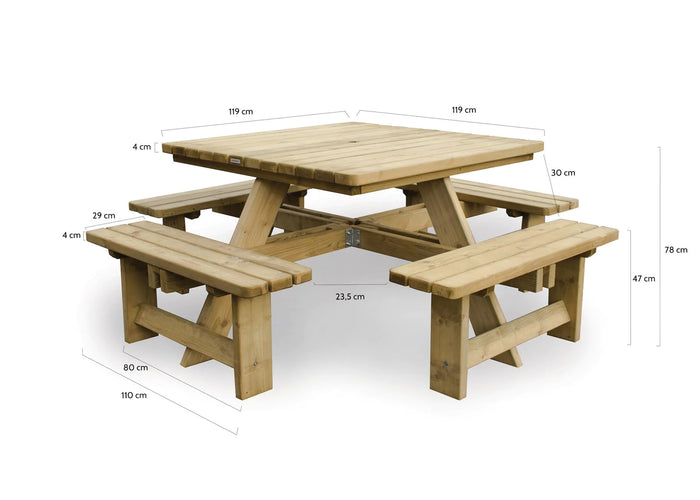 luxe vierkante picknicktafel Tallinn 120 cm