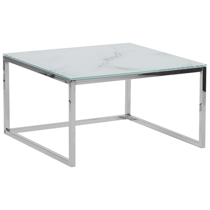 Beliani - BREA - Salontafel - Wit marmer - Veiligheidsglas