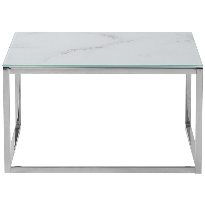 Beliani - BREA - Salontafel - Wit marmer - Veiligheidsglas