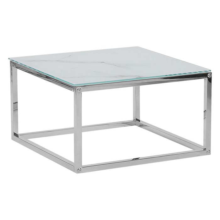 Beliani - BREA - Salontafel - Wit marmer - Veiligheidsglas