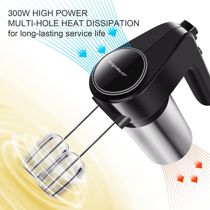 Aigostar Hanson 30LYM Handmixer - 300 Watt - Zwart