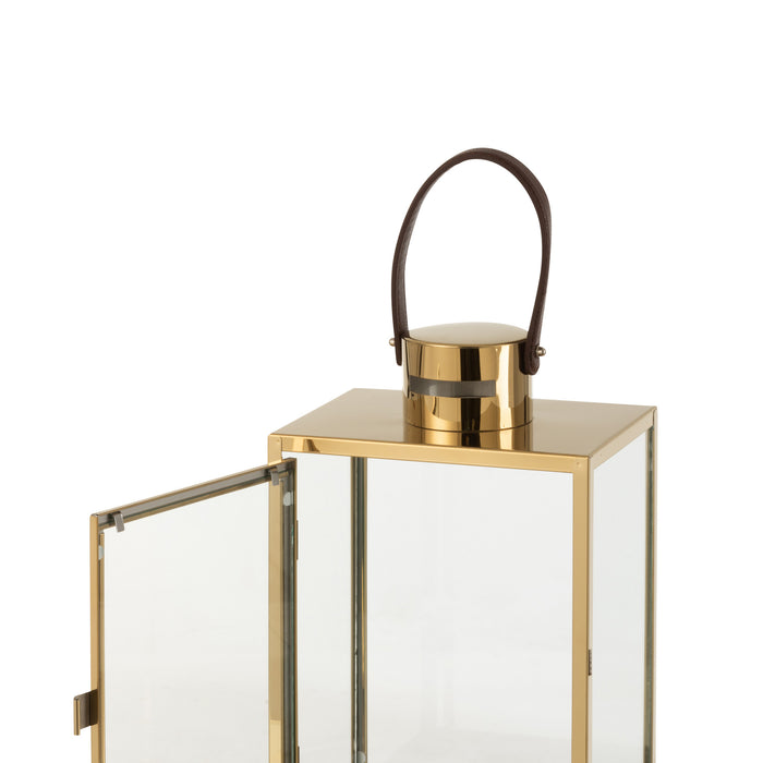 J-Line Lantaarn Rechthoek Goud