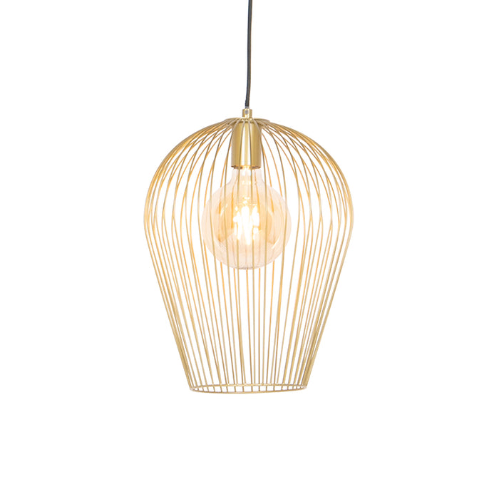 QAZQA Set van 5 design hanglampen goud - Wires