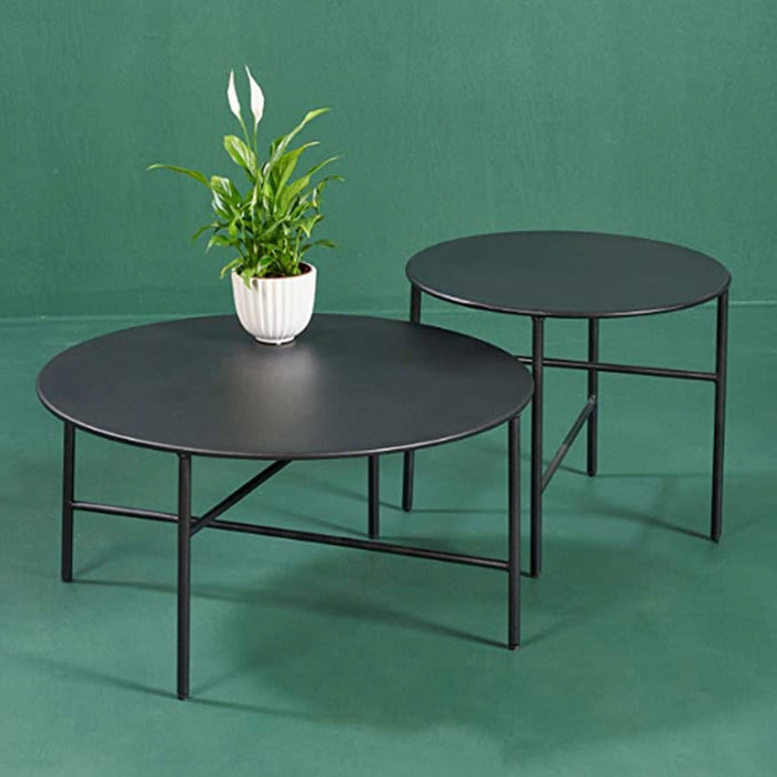 Lisomme Mila metalen tuin salontafel zwart - Ø 70 cm