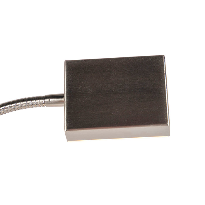 QAZQA Moderne vloerlamp staal incl. LED en dimmer met leeslamp -