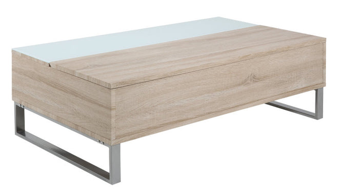 Hioshop Avanti - Salontafel - Wit Sonoma Eiken - Aluminiumkleur.