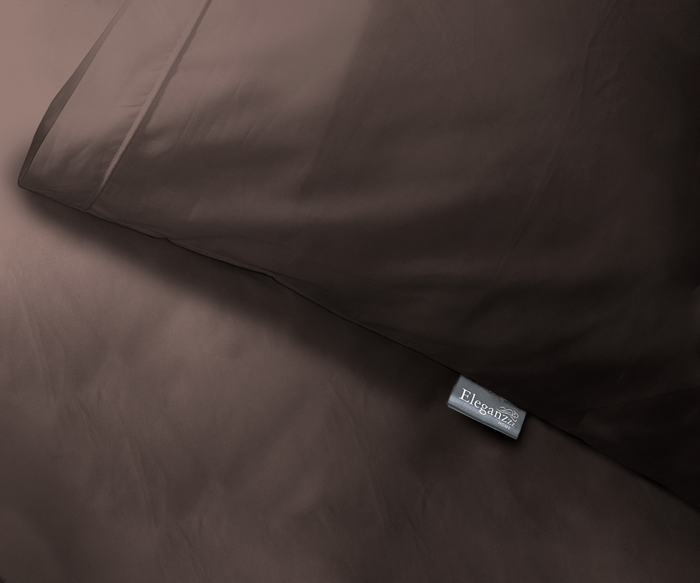 Elegance Dekbedovertrek Uni Percal Katoen Met Bies brown