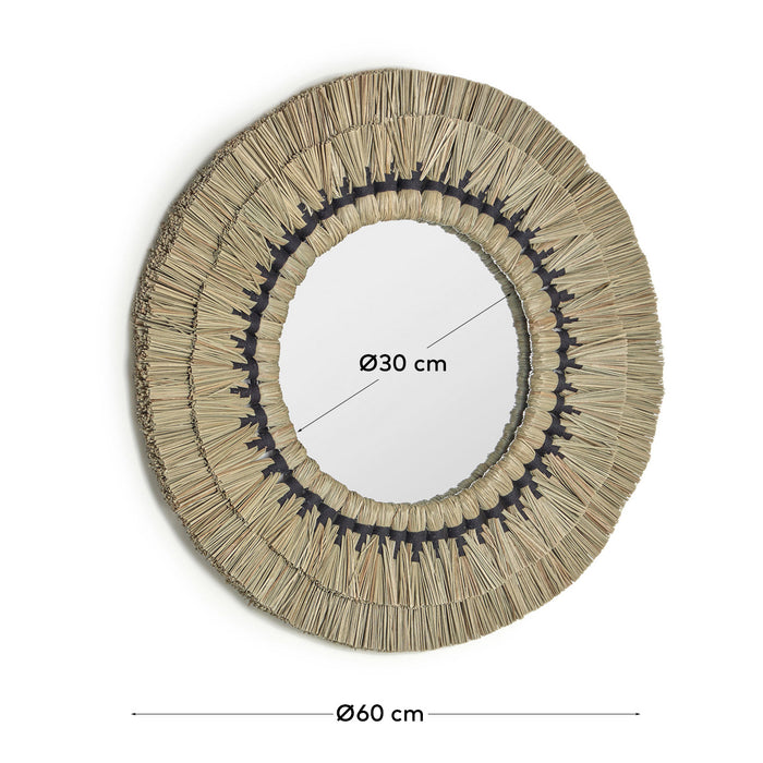 Kave Home Akila Spiegel - Ø 60 cm - Beige/Zwart