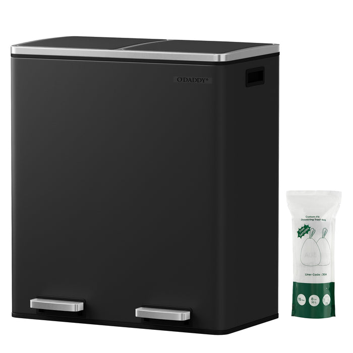 O'DADDY® Prullenbak Afvalscheiding - vuilnisbak 60L (2x 30) - 59x65x32