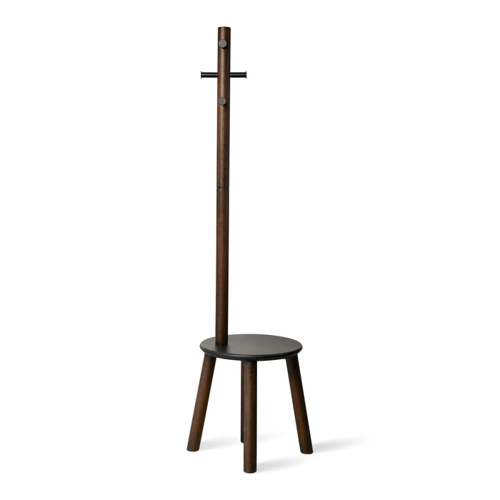 Umbra Pillar Kapstok met Kruk - Zwart/Walnoot