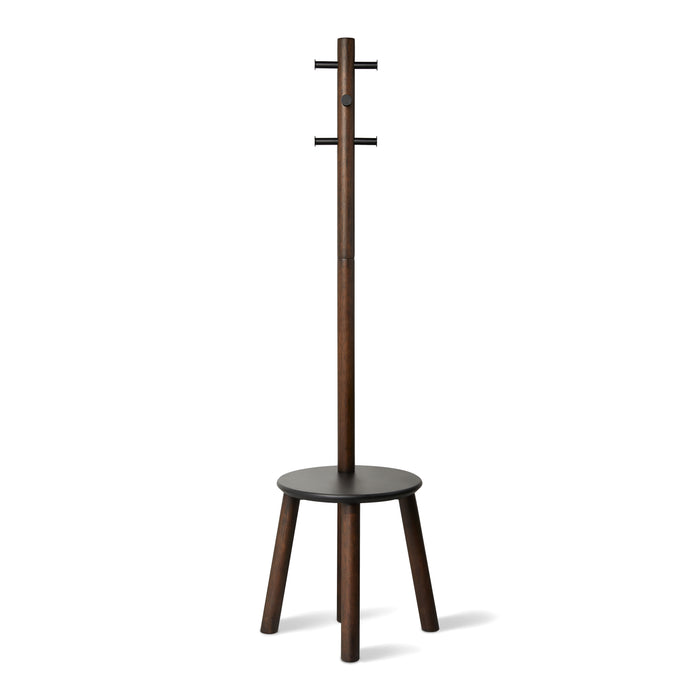 Umbra Pillar Kapstok met Kruk - Zwart/Walnoot