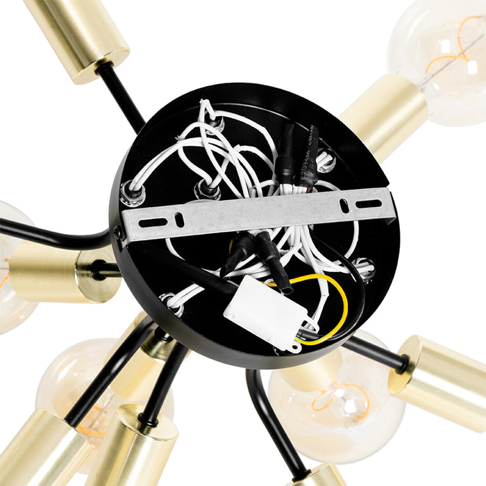 QAZQA Design plafondlamp zwart met goud 10-lichts - Juul