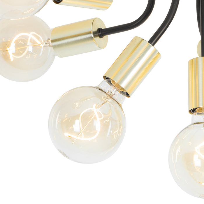 QAZQA Design plafondlamp zwart met goud 10-lichts - Juul