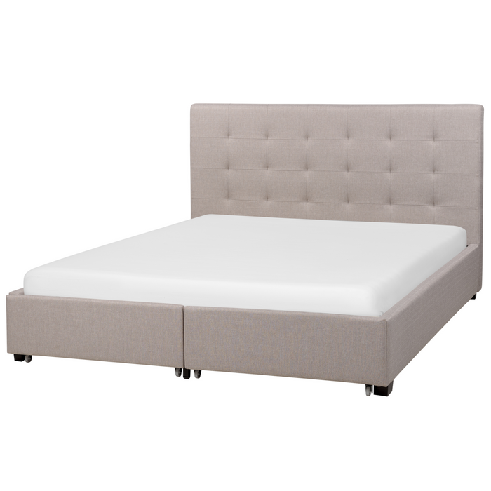 Beliani-ROCHELLE-Tweepersoonsbed-Lichtgrijs-160 x 200 cm-Polyester