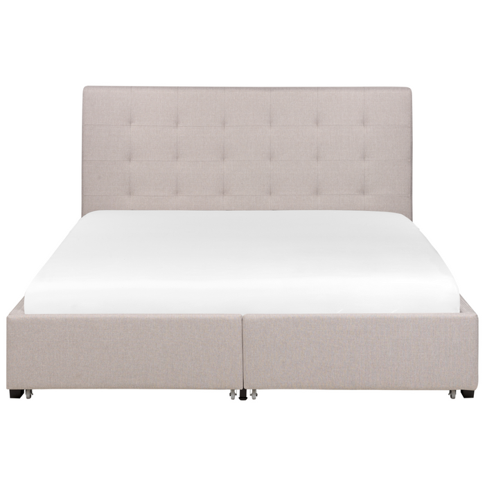 Beliani-ROCHELLE-Tweepersoonsbed-Lichtgrijs-160 x 200 cm-Polyester