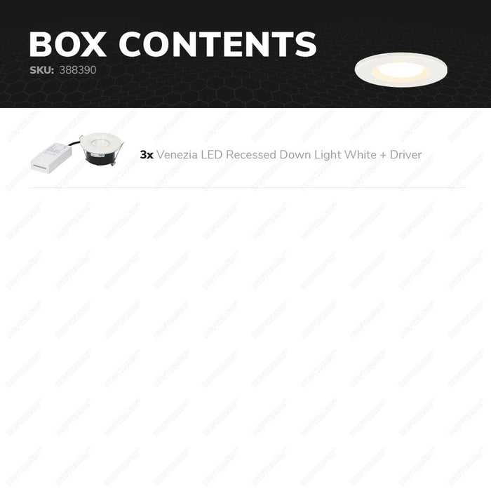 HOFTRONIC 3x Venezia - LED Inbouwspots Badkamer IP65 Wit