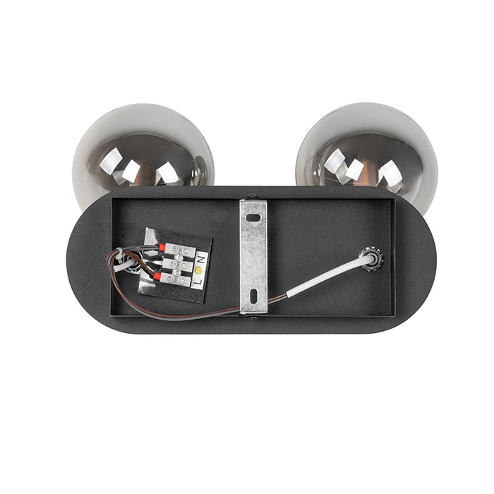 QAZQA Moderne spot zwart met smoke glass 2-lichts - Athens