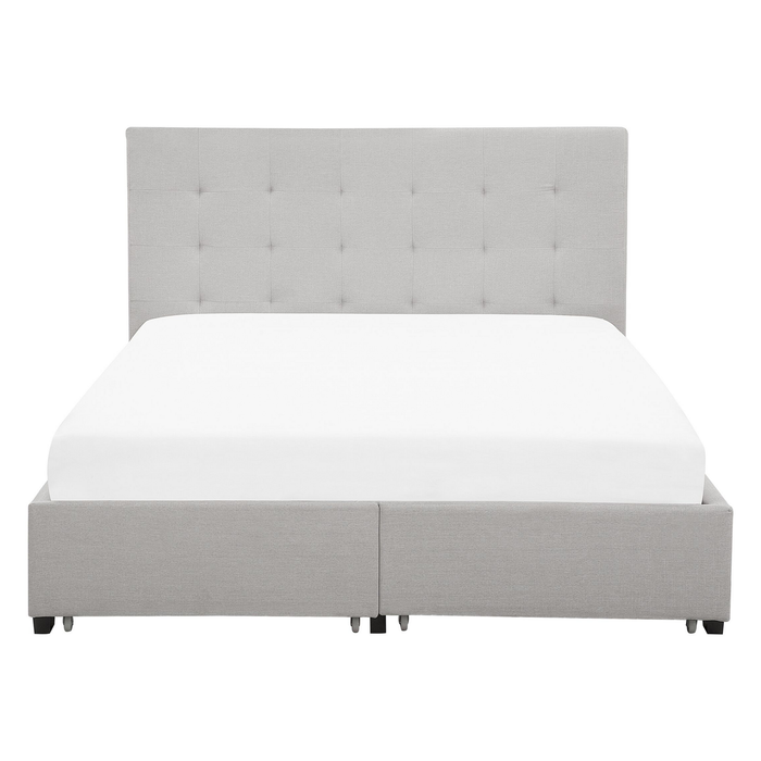 Beliani-ROCHELLE -Bed opbergruimte-Lichtgrijs-140 x 200 cm-Polyester
