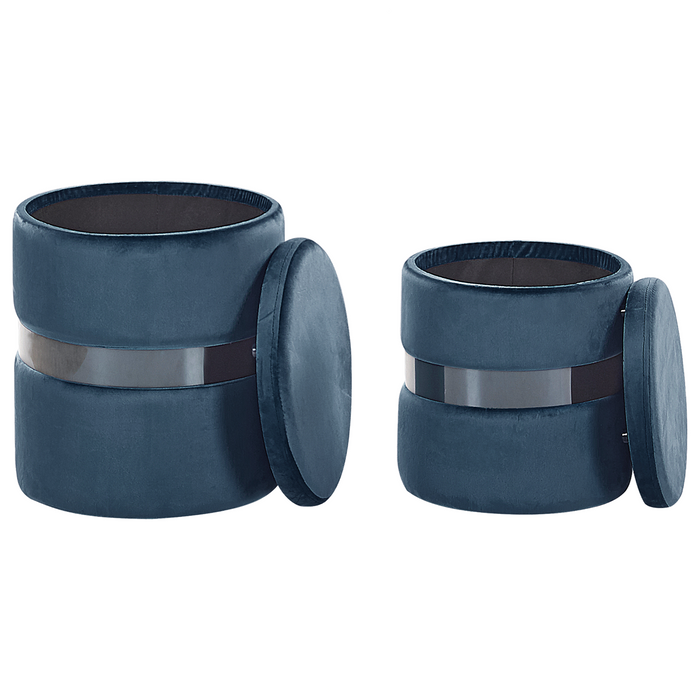 Beliani - DORIS - Poef - Zeeblauw - Fluweel