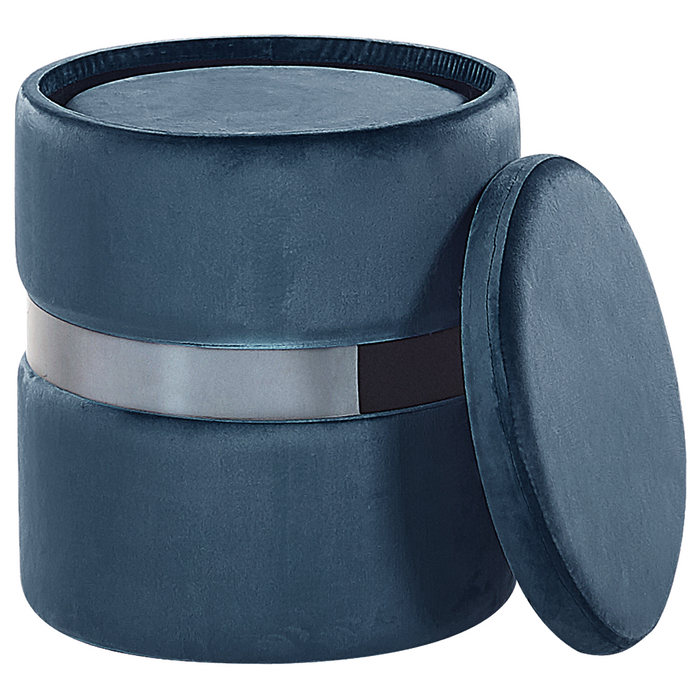 Beliani - DORIS - Poef - Zeeblauw - Fluweel