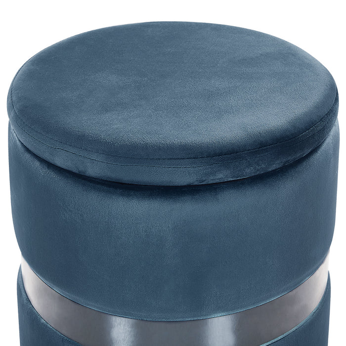 Beliani - DORIS - Poef - Zeeblauw - Fluweel