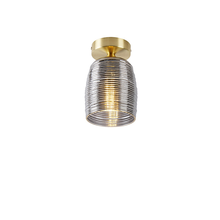 QAZQA Art deco plafondlamp messing met smoke glas - Michi