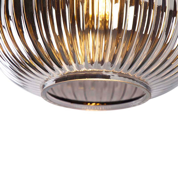 QAZQA Art deco plafondlamp zwart met smoke glas - Karel