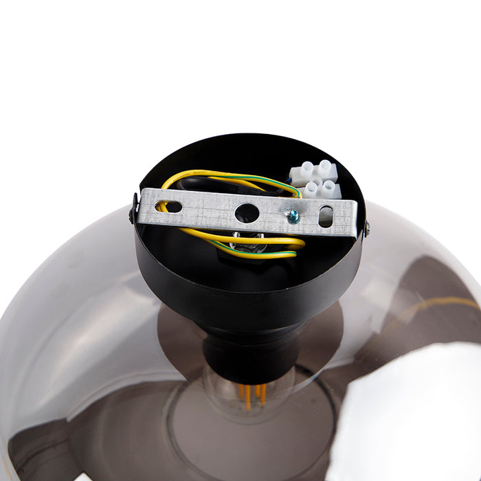 QAZQA Art Deco plafondlamp zwart met smoke glas - Busa