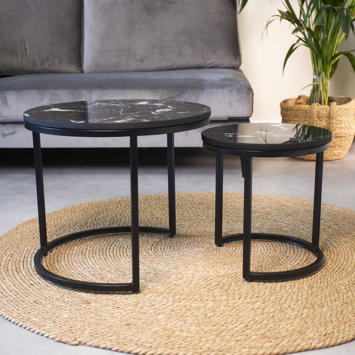 Dimehouse Industriële salontafel set van 2 Celine marmer zwart