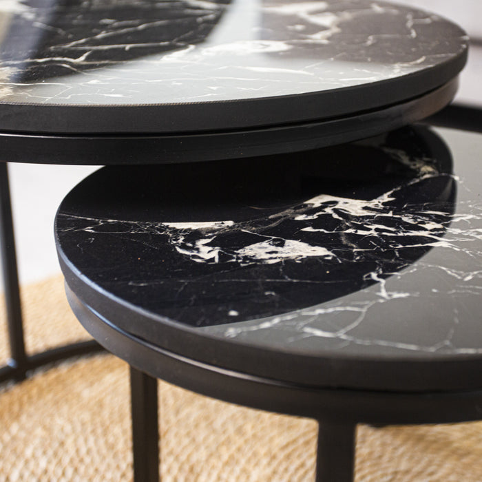 Dimehouse Industriële salontafel set van 2 Celine marmer zwart