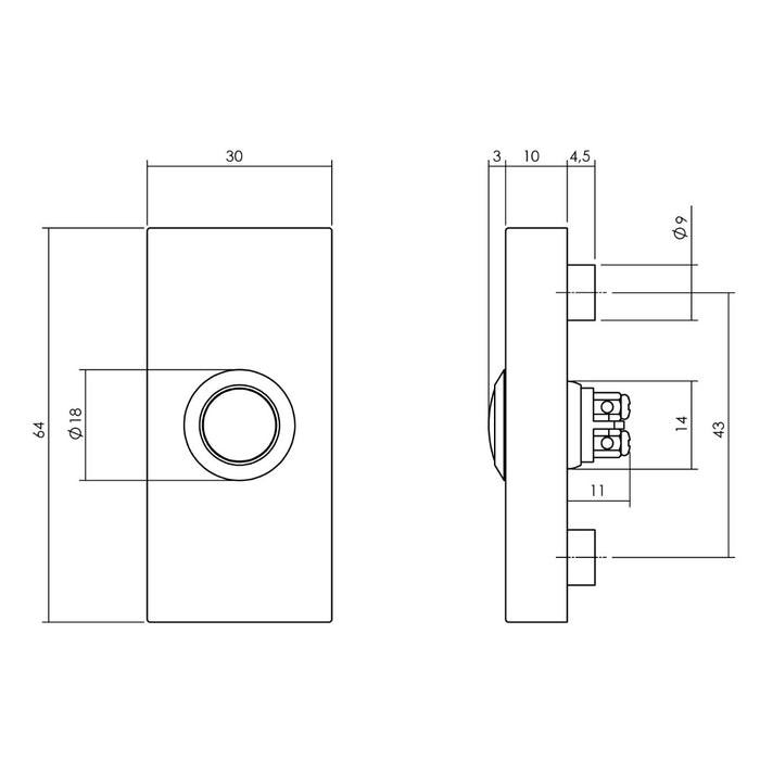Intersteel Deurbel rechthoekig verdekt rvs|mat zwart