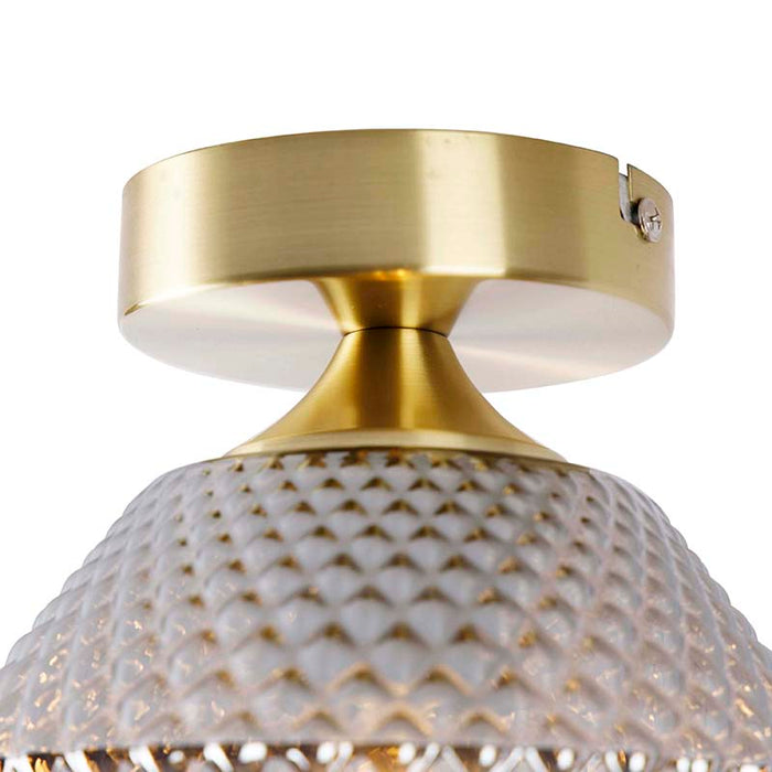 QAZQA Art Deco plafondlamp messing met smoke glas - Karce