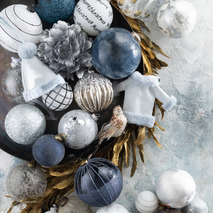 J-Line Kerstballen Marmerlook Small Set van 6