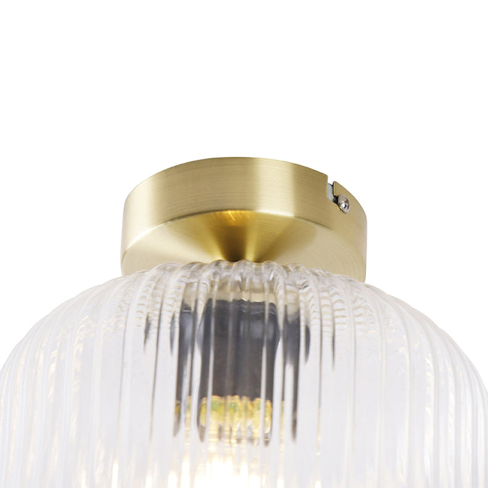 QAZQA Art Deco plafondlamp messing met helder glas - Karel