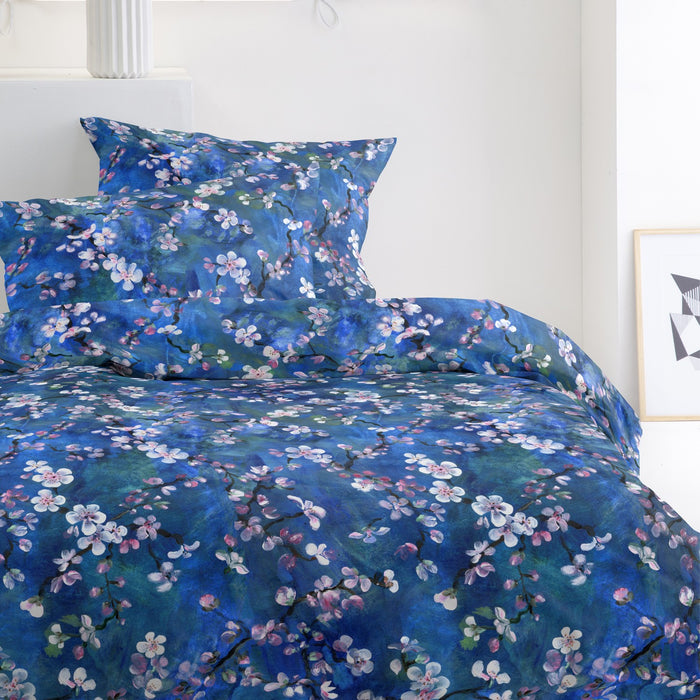 Damai dekbedovertrek Katoen - 240x200|220cm - Blauw bloessem dessin
