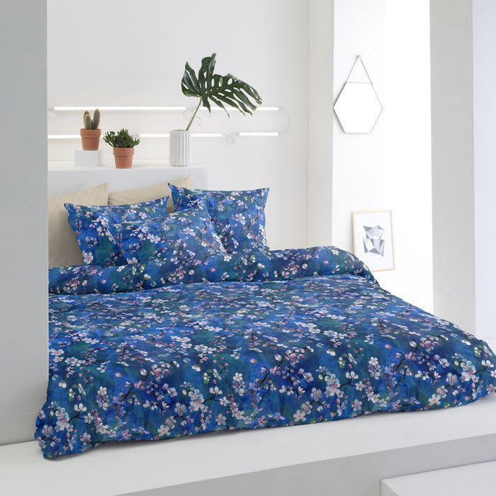 Damai dekbedovertrek Katoen - 240x200|220cm - Blauw bloessem dessin