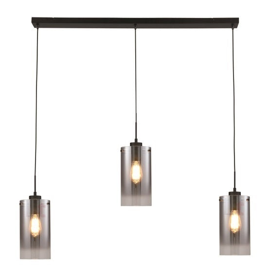 Freelight Hanglamp Ventotto Zwart & Smoke Glas 3 Lichts