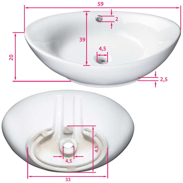 tectake Wastafel - opzet - keramiek